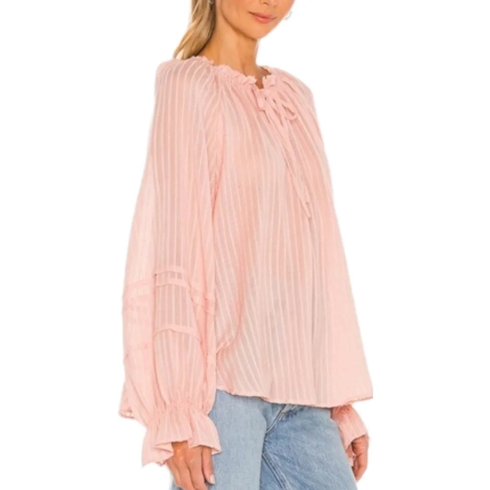 FREE PEOPLE Out of Town‎ Split Neck Blouse Sz XSMALL